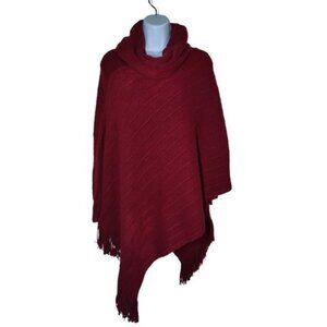 BCBGmaxazria Purple Oversized‎ Cowl Neck Poncho Sweater W Fringe S
